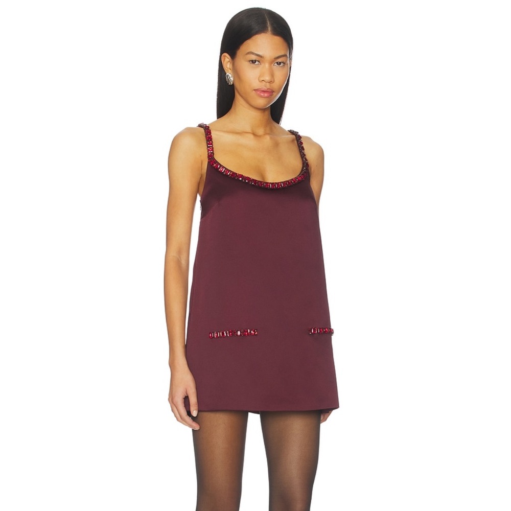 Retrofete Burgundy Embellished Mini Dress Reilly Dress in Port - Picture 2 of 9